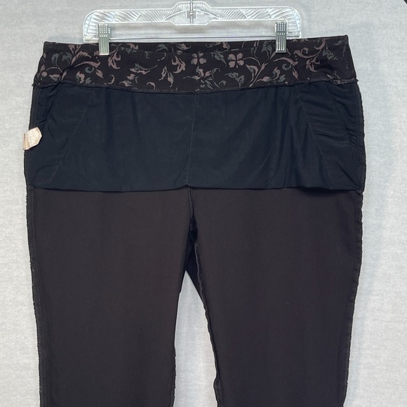 Soft Surroundings Ankle Pants Women 1X Pull On Floral Scroll Tummy Control Black - Picture 6 of 11